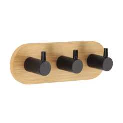 Appendiabiti adesivo 3M bambù 3 ganci (L13.5 cm) Nero