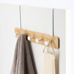 Appendiabiti per porta 5 ganci (L37 x H20 cm) Bambù Bianco