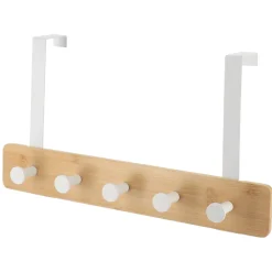 Appendiabiti per porta 5 ganci (L37 x H20 cm) Bambù Bianco