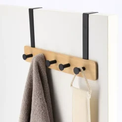 Appendiabiti per porta 5 ganci (L37 x H20 cm) Bambù Nero