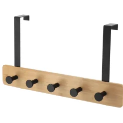 Appendiabiti per porta 5 ganci (L37 x H20 cm) Bambù Nero
