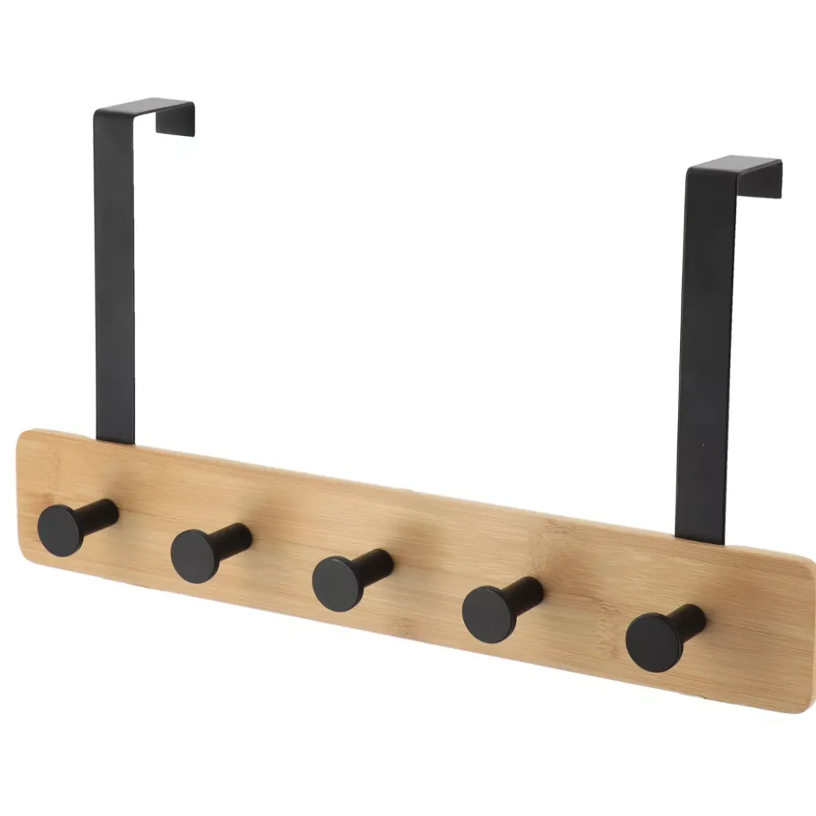 Appendiabiti per porta 5 ganci (L37 x H20 cm) Bambù Nero