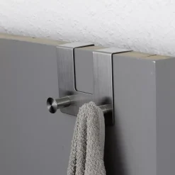 Appendiabiti per porta inox 2 ganci (H10 cm) Cromo