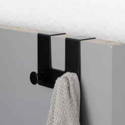 Appendiabiti per porta metallo 2 ganci (H10 cm) Nero