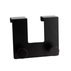 Appendiabiti per porta metallo 2 ganci (H10 cm) Nero