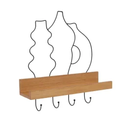 Appendi chiavi con mensola in legno (42 cm) Design Nero e naturale