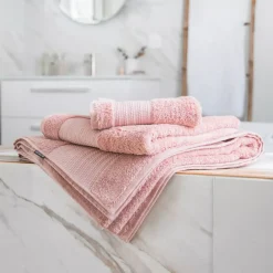 Asciugamano bagno cotone bio (50 x 90 cm) Méline Rosa pesca