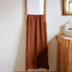 Asciugamano da bagno in garza di cotone (90 x 150 cm) Gaia Terracotta