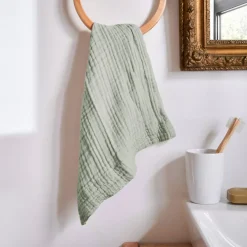 Asciugamano da bagno in garza di cotone (30 x 50 cm) Gaia Verde eucalipto
