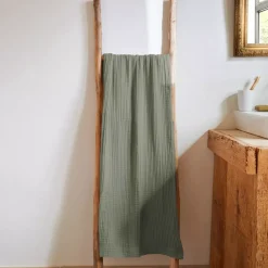 Asciugamano da bagno in garza di cotone (90 x 150 cm) Gaia Verde rosmarino