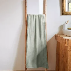 Asciugamano da bagno in garza di cotone (90 x 150 cm) Gaia Verde eucalipto