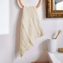Asciugamano da bagno in garza di cotone (30 x 50 cm) Gaia Beige pampa