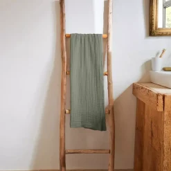 Asciugamano da bagno in garza di cotone (50 x 90 cm) Gaïa Verde rosmarino