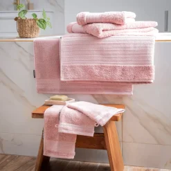 Asciugamano bagno cotone bio (30 x 50 cm) Méline Rosa pesca