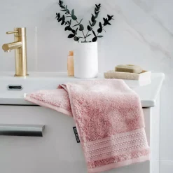 Asciugamano bagno cotone bio (30 x 50 cm) Méline Rosa pesca