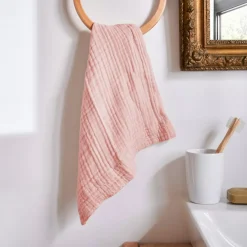 Asciugamano da bagno in garza di cotone (30 x 50 cm) Gaia Rosa pesca