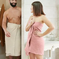 Asciugamano da bagno in garza di cotone (70 x 130 cm) Gaia Rosa pesca