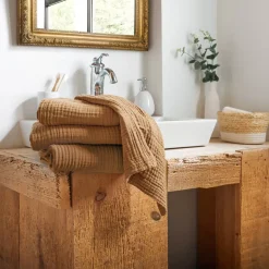 Asciugamano da bagno in garza di cotone (70 x 130 cm) Gaia Camel