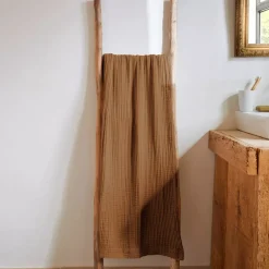 Asciugamano da bagno in garza di cotone (90 x 150 cm) Gaïa Camel