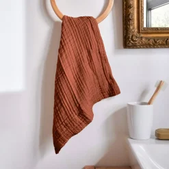 Asciugamano da bagno in garza di cotone (30 x 50 cm) Gaia Terracotta