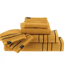 Asciugamano (30 x 50 cm) Black Line Giallo ocra/ nero