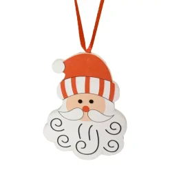 Babbo Natale da appendere (H7 cm) Carino baffi Rosso e bianco