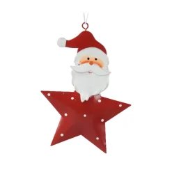 Babbo Natale da appendere in metallo (H12 cm) Stella e pois Rosso