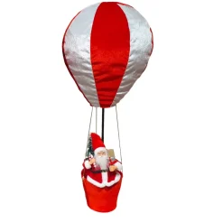 Babbo Natale in Mongolfiera (H97 cm) All'avventura Bianco e rosso