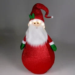 Babbo Natale luminoso a pile (H120 cm) Pieghevole Rosso glitterato
