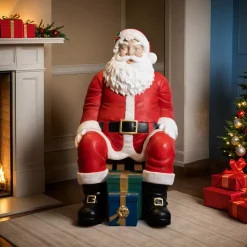 Babbo Natale tradizionale Gigante (H137 cm) Klaus seduto e i regali