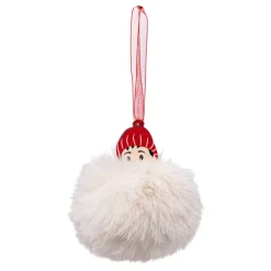 Bambino Ponpon di Natale da appendere (9 cm) Bianco