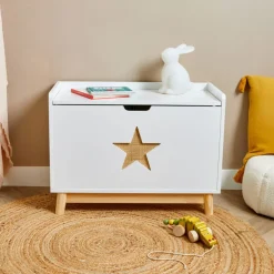 Baule portagiochi bambino legno (H51 cm) Stars Bianco