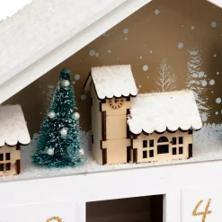 Calendario dell'Avvento da riempire in legno (H33 cm) Casa della Foresta Bianco