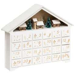 Calendario dell'Avvento da riempire in legno (H33 cm) Casa della Foresta Bianco