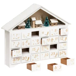 Calendario dell'Avvento da riempire in legno (H33 cm) Casa della Foresta Bianco