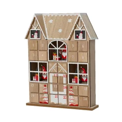 Calendario dell'Avvento da riempire (H37 cm) Casa di Babbo Natale Naturale