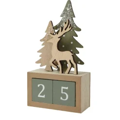 Calendario dell'Avvento in cubi di legno (H18 cm) Cervo Naturale