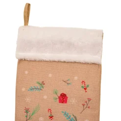 Calza di Natale in juta (H45 cm) Folletto e Babbo Natale Multicolore