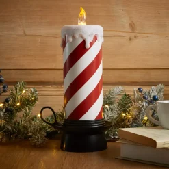 Candela decorativa luminosa LED (H30 cm) Candy Candle Rosso e bianco