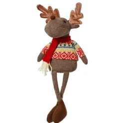 Caribù decorativo natalizio (H40 cm) Loulou sciarpa Rossa