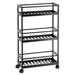 Carrello a rotelle a 3 livelli (H75 cm) Japandi Nero