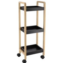 Carrello a rotelle 3 livelli (H79 cm) Bambù Nero