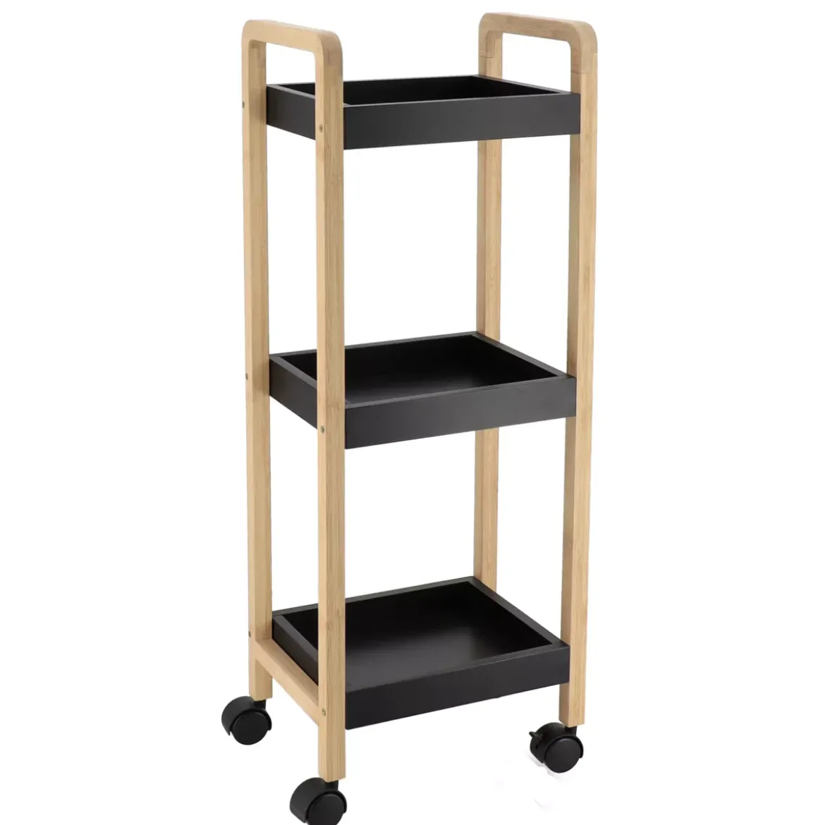 Carrello a rotelle 3 livelli (H79 cm) Bambù Nero
