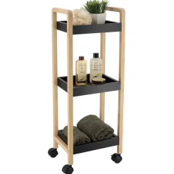 Carrello a rotelle 3 livelli (H79 cm) Bambù Nero
