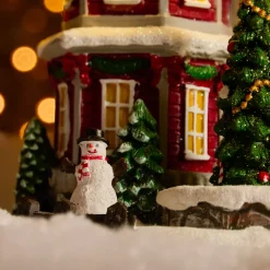 Casa del Villaggio di Natale illuminata, musicale e animata a pile (H23 cm) Camden Street