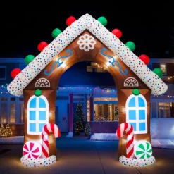 Casa di pan di zenzero gonfiabile e luminosa (H270 cm) Il Chalet dei Dolci Multicolore