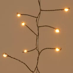 Cascata luminosa 1 m 600 Micro LED cavo nero 6 Discese Bianco caldo dorato