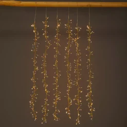 Cascata luminosa 1 m 600 Micro LED cavo oro 6 discese Bianco caldo e dorato caldo