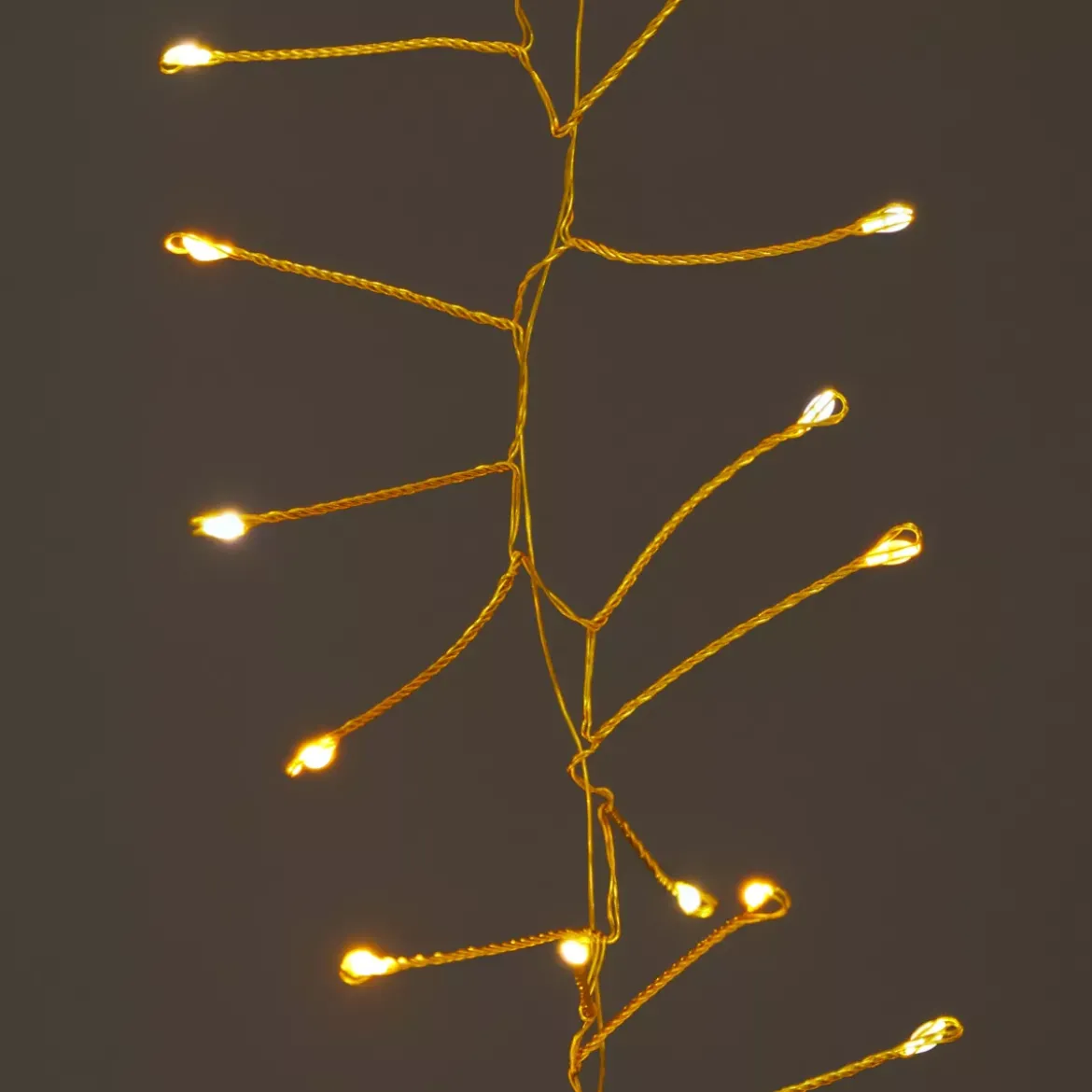 Cascata luminosa 1 m 600 Micro LED cavo oro 6 discese Bianco caldo e dorato caldo