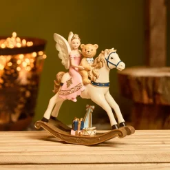 Cavallo a Dondolo (H20 cm) Fata e Orsetto di Natale
